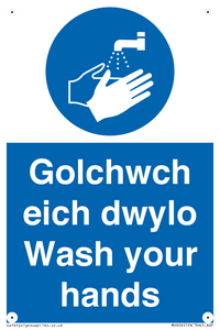 golchwch eich dwylo / wash your hands - safety sign